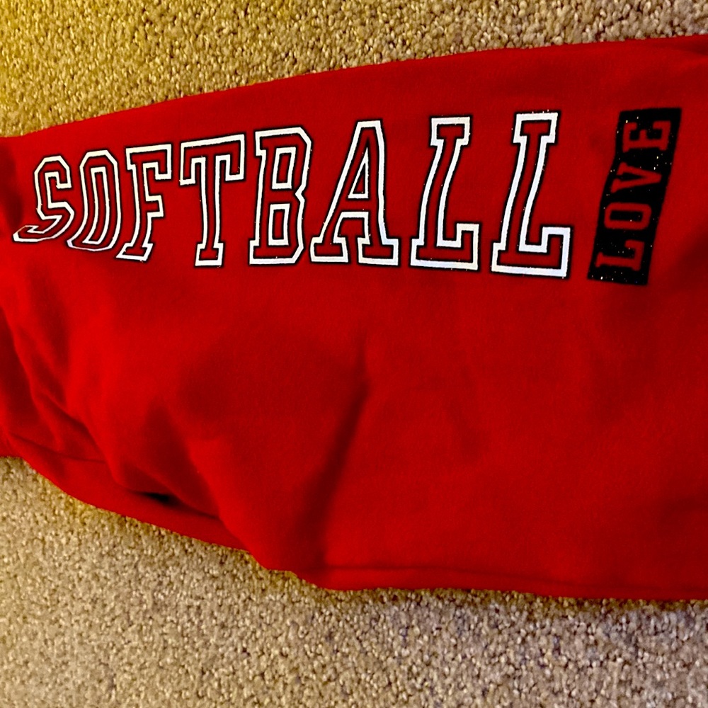Red justice softball sweatpants